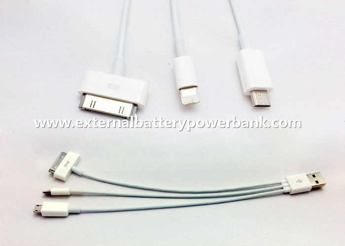 Micro/4G/8Pin 연결관을 가진 1개의 둥근 USB 위탁 케이블에 대하여 백색 3