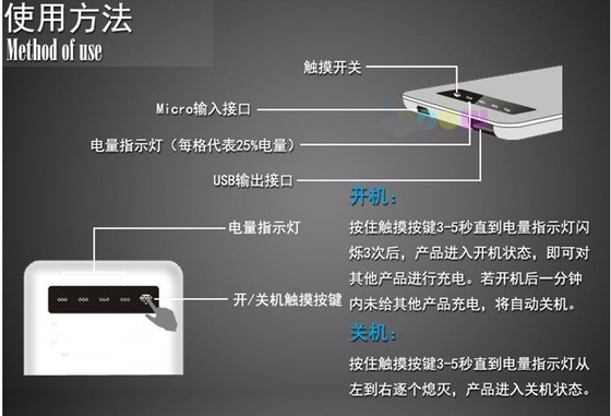 까만 백색 5V 이동할 수 있는 전력 공급