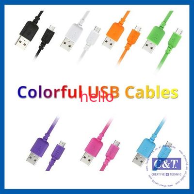 착색된 마이크로 Smartphone USB 데이타 전송 케이블 안녕 속도2에서 1