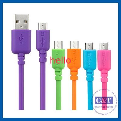 착색된 마이크로 Smartphone USB 데이타 전송 케이블 안녕 속도2에서 1