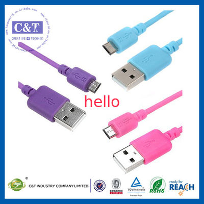 착색된 마이크로 Smartphone USB 데이타 전송 케이블 안녕 속도2에서 1