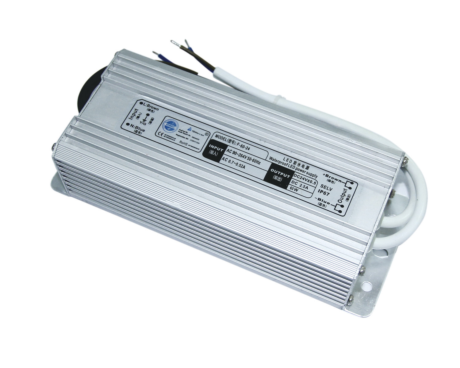 Portable 24 V DC 60W는 EN55022 종류를 가진 LED 운전사 전력 공급 Platic 상자를 A 방수 처리합니다